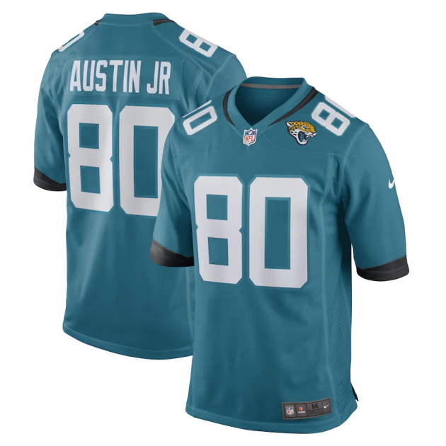 mens nike kevin austin jr teal jacksonville jaguars game player jersey